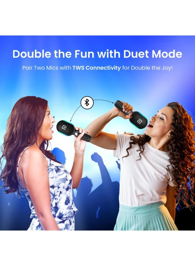 بورترونيكس Portronics Dash 2, 2400-2480 MHz Wireless Bluetooth Karaoke Mic with 10W Speaker,Upto 10 Hour Playtime, Dynamic RGB Lights, Music Recording, Duet Singing, Mini Karaoke Machine for Car Travel - Image 5